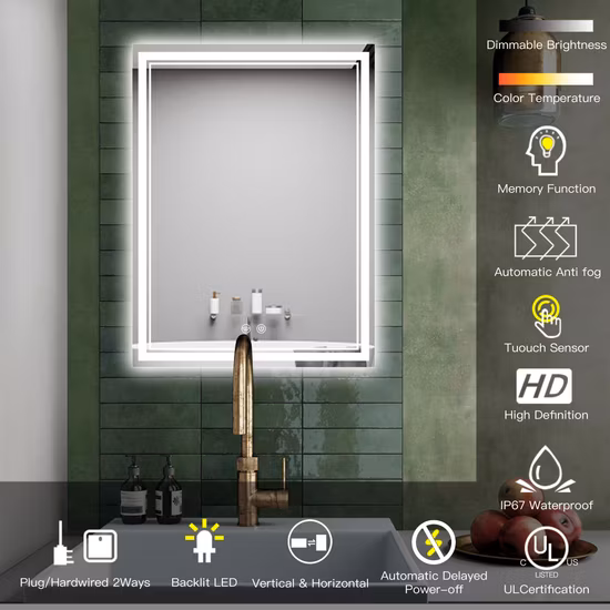 Applique murale LED SMD blanc chaud/blanc pur 18 W, montage en Surface, pour salle de bain, au-dessus du miroir